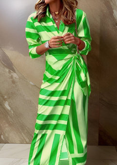 Melissa β Printed Waist-Cinching Shirt Dress