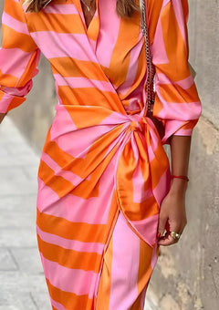 Melissa β Printed Waist-Cinching Shirt Dress