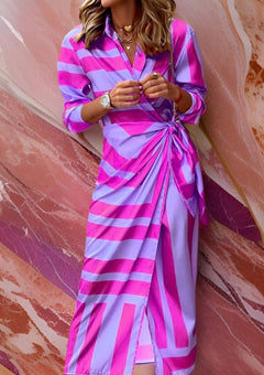 Melissa β Printed Waist-Cinching Shirt Dress