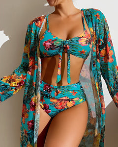 Ilse - Tropical Print Bikini Set with Cover-Up