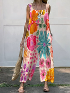 Evelyn - Vintage Floral Art Print Jumpsuit