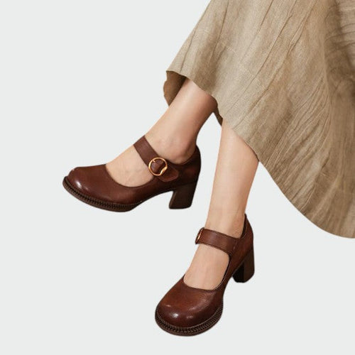 Maya – Chunky-Heel Buckle Mary Janes