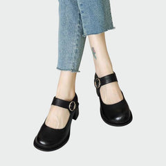 Maya – Chunky-Heel Buckle Mary Janes